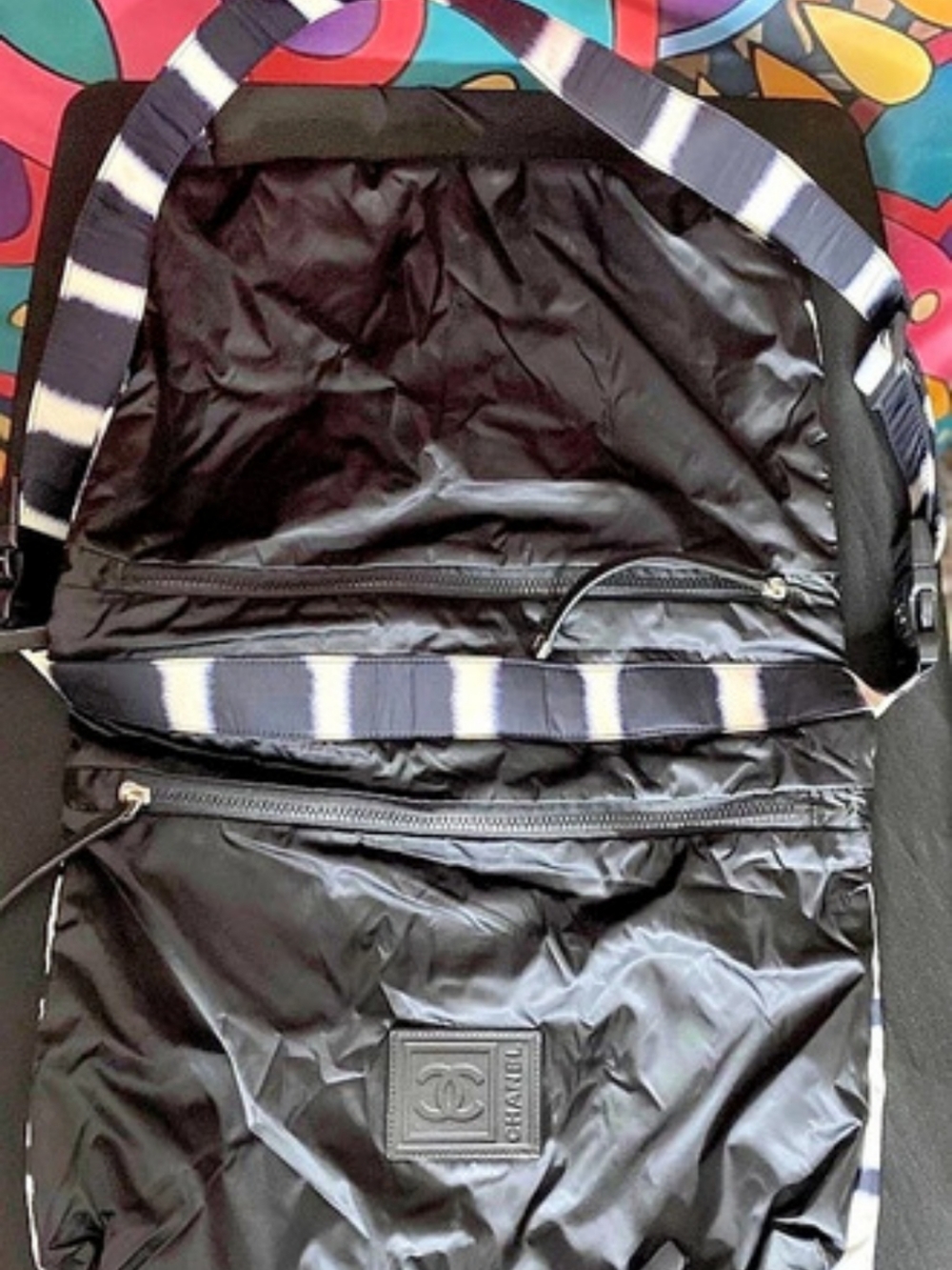 Chanel Sport Ligne Tie-Dye Messenger Bag in Black & White Reversible W/COA - Picture 8 of 14